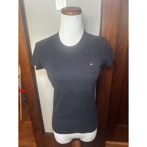 Tommy Hilfiger Women Favorite Crew In Black T Shirt Size Small‎